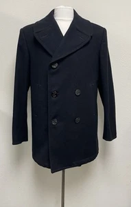Vintage DSCP Sterlingwear Military Issued US Navy Deep Blue Wool Pea Coat Sz 42R - Picture 1 of 15