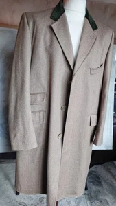 SUPERB ORIGINAL CROMBIE GREEN VELVET COLLAR BROWN COVERT COAT 42” REGULAR - Picture 1 of 14