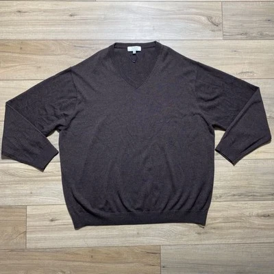 Suéter Turnbury Para Hombres Extra Fino Lana Merino Cuello en V Manga Larga 3XB Marrón Foto 1 de 4