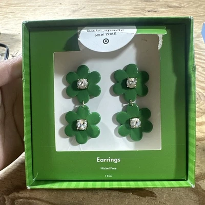 KATE SPADE NEW YORK X TARGET FLORAL LINEAR EARRINGS RED DANGLE (Damaged Box) - Image 1 of 4