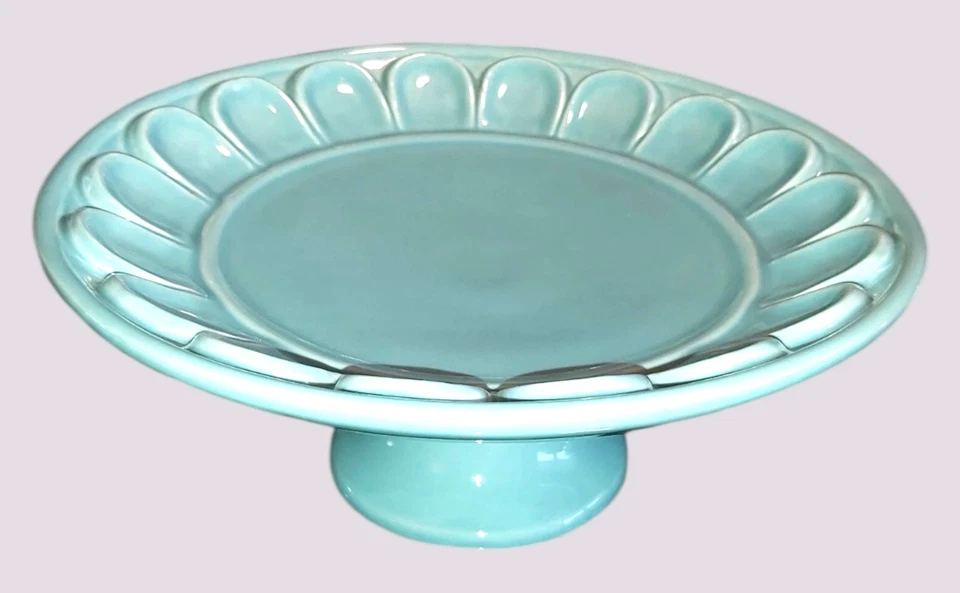 Frutero vintage de cerámica turquesa con patas de Destino SA Portugal Foto 1 de 4