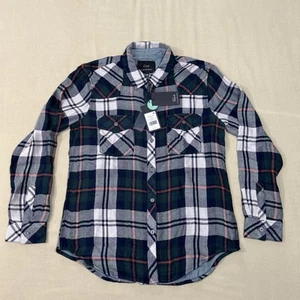Rails Kendra Forest Navy Stone Plaid Long Sleeve Button Shirt Small New (FLAW) - Picture 1 of 16