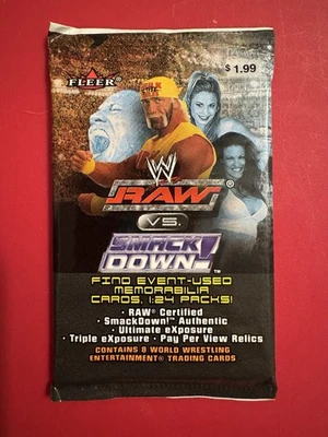 2002 Fleer WWE RAW VS SMACKDOWN Sealed Pack 8 Cards Hulk Hogan Lesnar RC WWF - Image 1 of 4