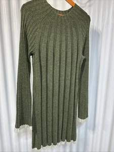 Anthropologie Arsenau Bell Sleeve Sweater Dress In Forest Green Size M - Picture 1 of 5