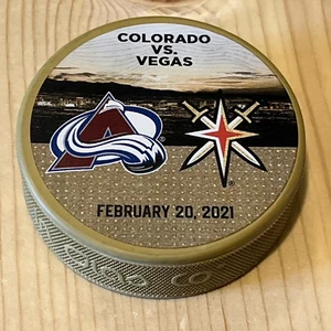 Vegas Golden Knights Puck Gold Rare T mobile Exclusive Feb 20, 2021 Avalanche ๐ - Picture 1 of 2