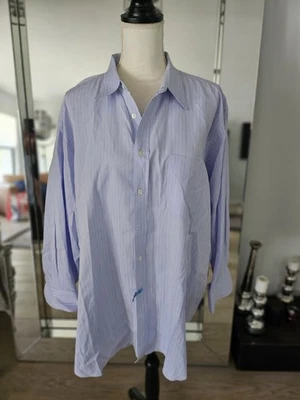 ASCOT CHANG Blue THOMAS MASON Blue Striped Button Up 4XL - Image 1 of 4