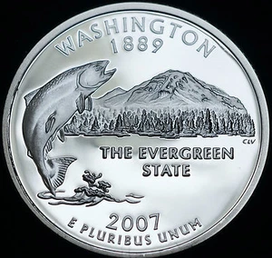 2007 S  Washington Mint Silver Proof Statehood Washington Quarter from Proof Set - Picture 1 of 2