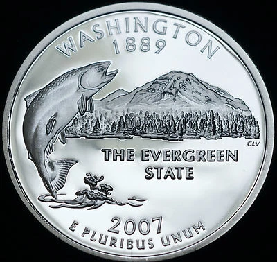 2007 S  Washington Mint Silver Proof Statehood Washington Quarter from Proof Set - Image 1 of 2