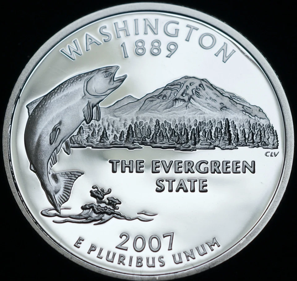 2007 S  Washington Mint Silver Proof Statehood Washington Quarter from Proof Set - Image 1 of 2
