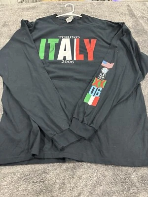 复古 2006 年都灵冬季奥运会意大利长袖 T 恤尺寸 2XL 美国 — 第 1/4 张图片