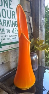 60er Jahre L.E. Smith bittersüße Fat Butt Smoothie Kunstglas geschwungene Vase *19" - Bild 1 von 11