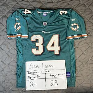 Reebok Miami Dolphins Jersey Mens Large Green Teal Ricky Williams Football NFL
