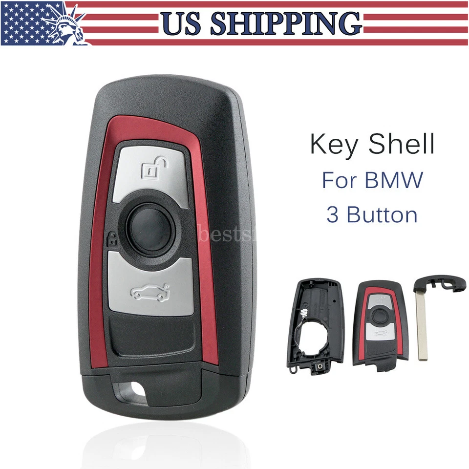 Red 3 Button Remote Key Fob Shell Case For BMW 1 3 5 Series 428i 420i 328i 320i - Image 1 of 4