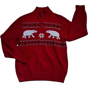 Chaps Men's Classic Fit Holiday Nordic Cotton Polar Bear Mockneck Sweater Sz S - Picture 1 of 9