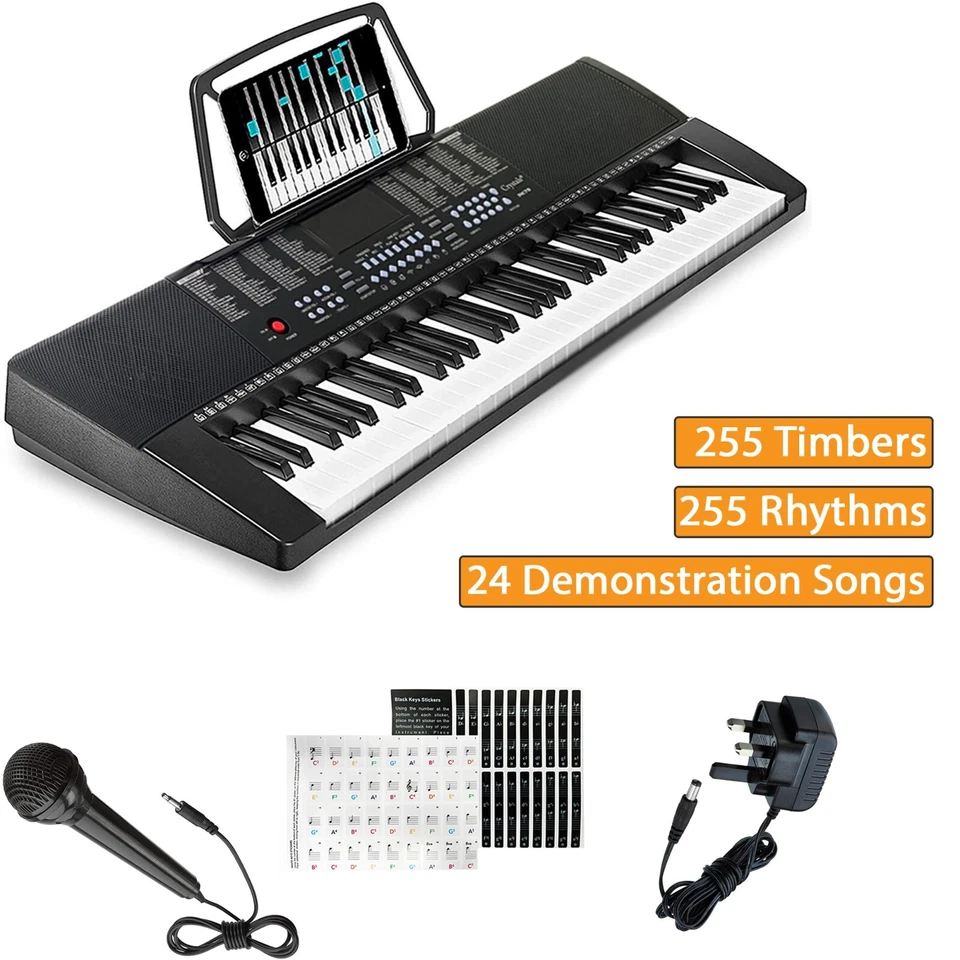CRYSTALS® 61 Keys Electronic Keyboard Digital Teaching Piano Music Instrument & Microphone