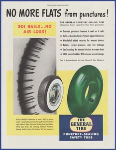Vintage 1952 GENERAL TIRE Puncture Sealing Safety Tube Garage 1950's Print Ad - Picture 1 of 1