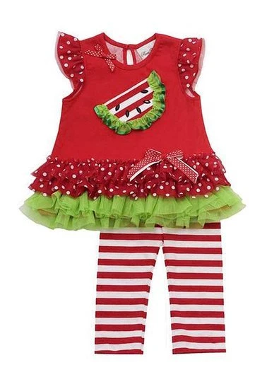 Conjunto Leggings Raras Ediciones Niñas Rojo/Blanco SANDÍA Rayas/Punto en Niveles - $55 Foto 1 de 1