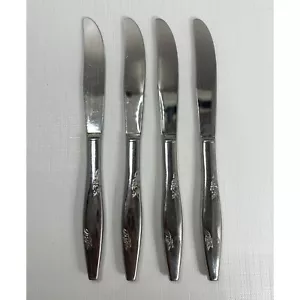Oneida Rose Duet Set 4 Coltelli da Pranzo in Acciaio Inox Made USA Coltello Vintage - Foto 1 di 3