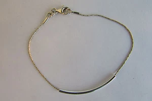 ¡Pulsera barra curva de plata de ley! Bonita y delicada cadena simple joyería diaria - Imagen 1 de 5