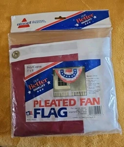 Pleated American Flag Fan Flag# 25414 3' x 6' Nylon Bissell Outdoor 1998 Vintage - Picture 1 of 5