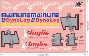 'Inglis Racing Engines' Midget-Speedway Slot Car Deca- 1/18 1/24 1/32 1/64 -WD - Picture 1 of 5