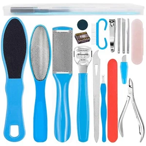 Stainless Steel Pedicure Kit Professional Exfoliation Calluses 17x Foot File Set - Picture 1 of 12
