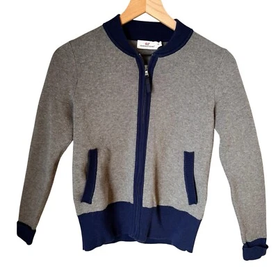 Chaqueta Suéter Vineyard Vines Cremallera Completa Deportiva Informal Gris Azul Marino Talla XS Foto 1 de 4