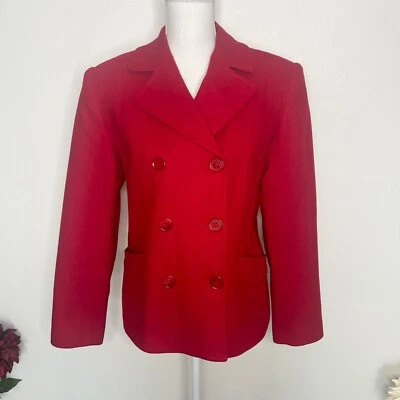Chaqueta Blazer De Colección Requisitos 100% Lana Roja Preppy Academia Mínima Talla 8 Foto 1 de 4