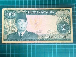 1960 Indonesia Bank Indonesia 1000 Rupiah Banknote W/M Soekarno VF+ condition - Picture 1 of 3