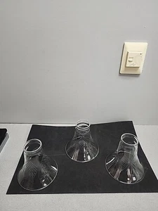 3 Ceiling Fan Clear Etched Glass Light Shades Replacement Covers 2" Fitter - Picture 1 of 8