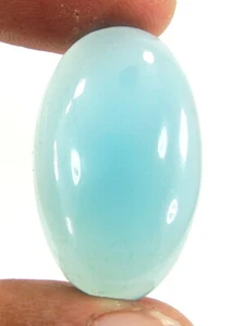 37,10 ct natürlicher blauer Chalzedon loser Edelstein Stein Cab Draht Wickelstein - 11034 - Bild 1 von 2
