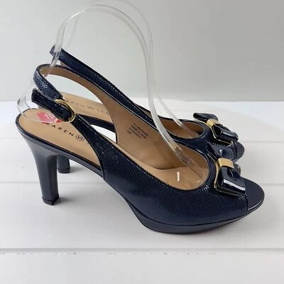 KAREN SCOTT Tacones Mujer Talla 10 M Azul Marino Cordones Punta abierta Foto 1 de 4