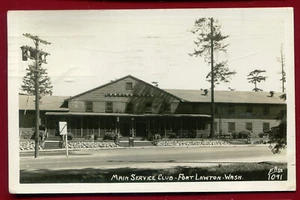 Main service Club Fort Lawton Washington Real Photo Postcard - Picture 1 of 2