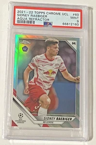 2021-22 Topps Chrome UEFA UCL Sidney Raebiger RC Aqua Refractor /199 PSA 9 MINT - Picture 1 of 4