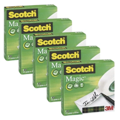5 x 3M Scotch Magic Tape 810 Klebeband Klebefilm 12 mm x 33 m