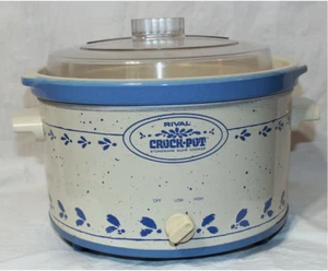 Olla de barro vintage Rival 3355 | Olla de cocción lenta de 5 cuartos | Flores azules | EE. UU. | ¡Funciona! - Imagen 1 de 3