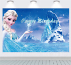 Frozen Backdrop Elsa Princess Snow Birthday Photo Background Banner Party Decor