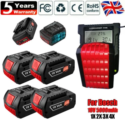 POWER WINGS 1-10X 18V 5Ah for Professional Bosch Battery GBA GSR GDR 18V-LI BAT Series Charg