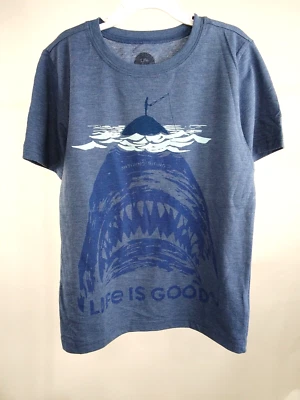 Camiseta Life is Good Boy Manga Corta Cool Tiburón Pez Azul Talla 7-8 55181 Foto 1 de 4
