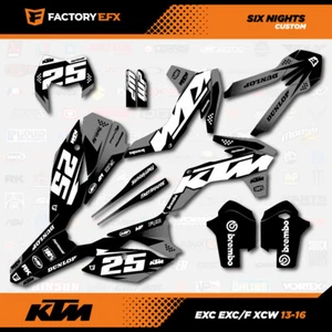 Gray & White 6 Nights Graphics Kit fits KTM 13-16 EXC EXC/F XCW 125 250 300 450 - Picture 1 of 5