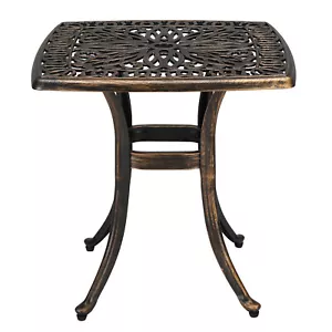 21'' Cast Aluminum Patio Bistro Dining Table Round Outdoor Dining Table w/ Hole - Picture 1 of 9
