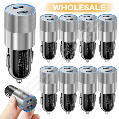 Car Charger 40W Dual PD USB-C Fast Adapter Lot For iPhone 15 14 13 12 11 Samsung - Imagem 1 de 4
