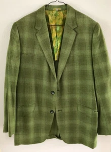 Men's 40 R Vintage 1950's Tem-Tex Green Jacket Blazer - some damage - Picture 1 of 12