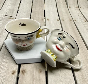 Baileys Limited Edition Yum His Her Coffee Cups Mugs Winking Eye Face Whimsical - Picture 1 of 9