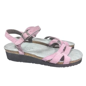 Naot nubuck Strappy Wedge Sandals 39 Lilac Suede Footbed Comfort Shoes - Picture 1 of 11