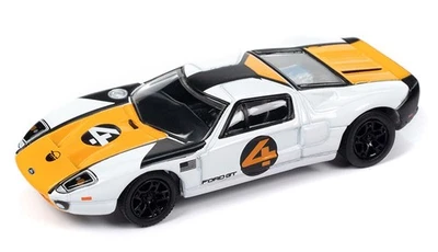 Ford GT 2005 Johnny Lightning 1/64 en blanco con naranja y plano #JLSP357-B📌EE. UU. Foto 1 de 2