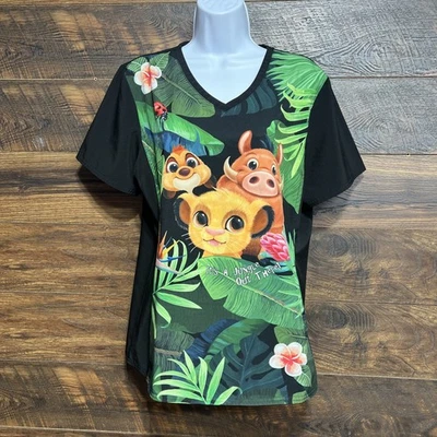 Blusa Médica Lion King Cherokee Mediana Negra Tooniforms Disney Cuello en V Jungla Divertida Foto 1 de 4