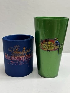 JIMMY BUFFETT’S MARGARITAVILLE CAN FOAM KOOZIE MYRTLE BEACH + SCRATCHED UP CUP - Picture 1 of 13
