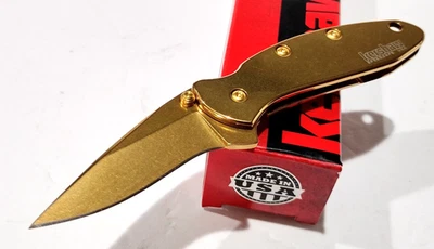 KERSHAW USA KS1600 GOLD DLC Chive Spring Open Assisted Folding Pocket Knife EDC - Image 1 of 4