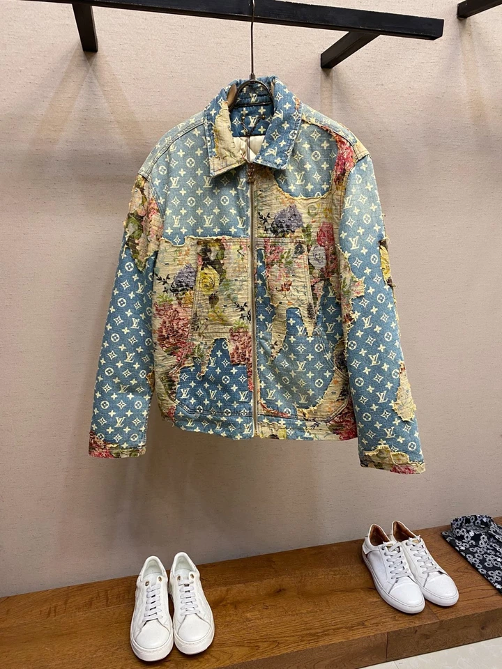 Louis Vuitton Vintage Floral Patch Denim Jacket, Monogram, Cotton/Silk Blend - Image 1 of 4